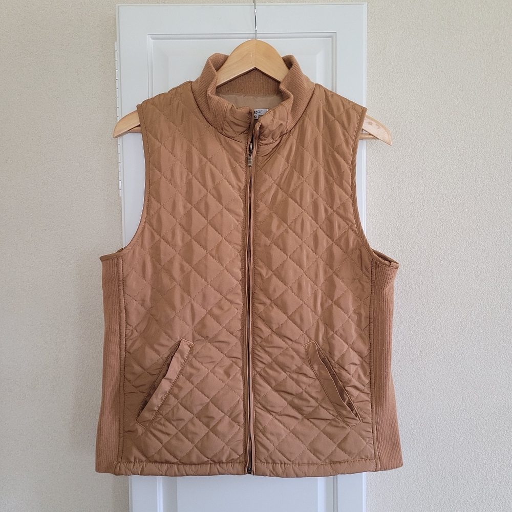 Bienzoe Camel Brown Quilted Vest Size Medium